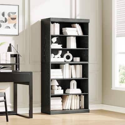 67" Solid Wood 6-Shelf Bookcase Storage