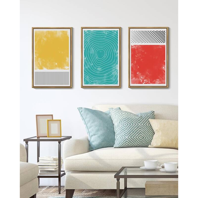 Minimalist Abstract Framed Wall Art Modern Colorful Line