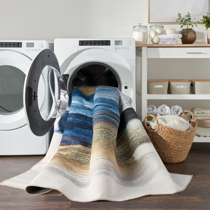 Nourison Washables Indoor Multicolored Abstract Area Rug
