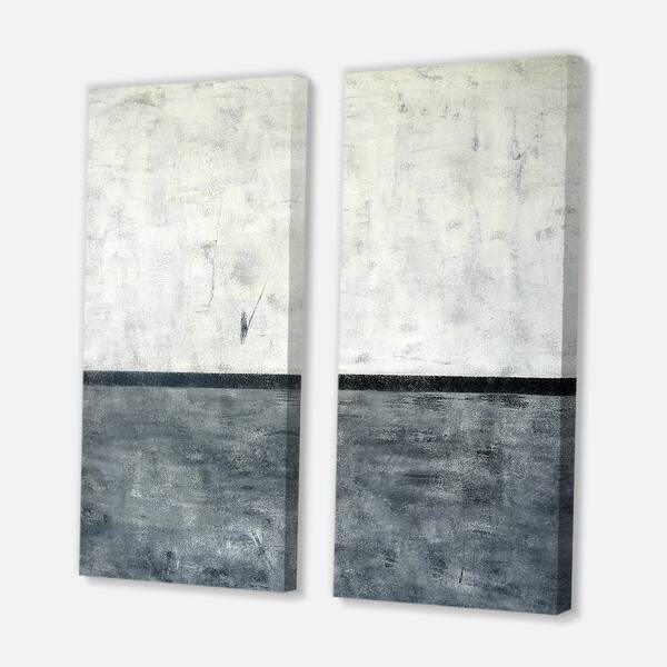 Designart "Grey and White Abstract Art" Modern Canvas Wall Art Print 2