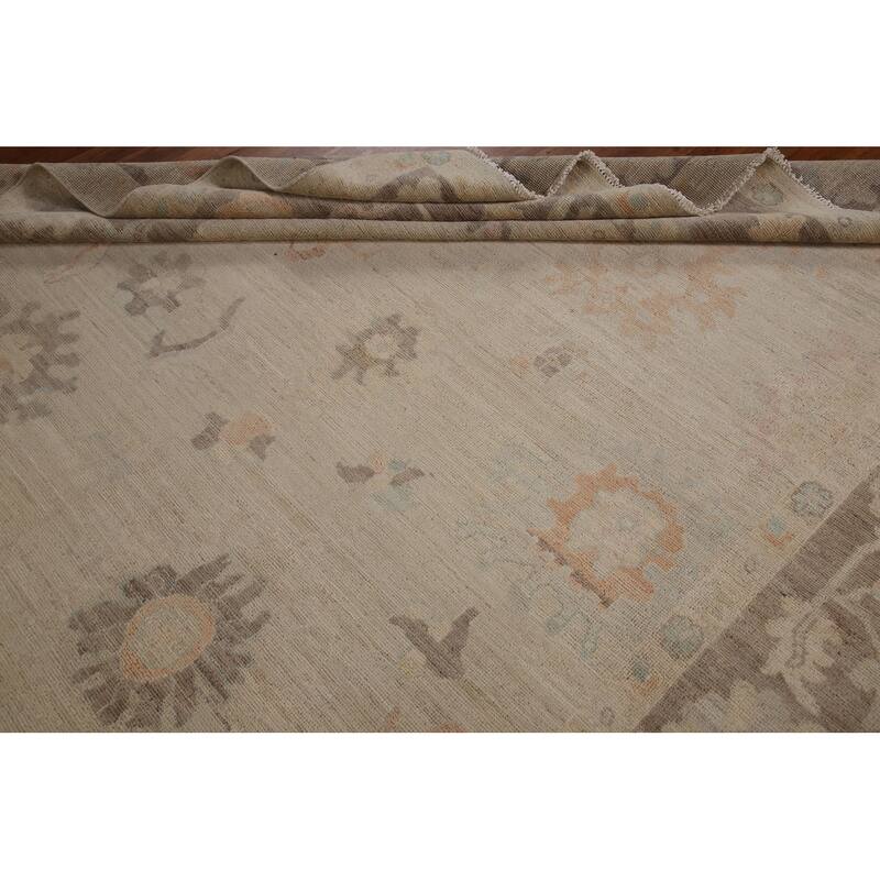 Vegetable Dye Oushak Turkish Area Rug Hand-knotted Wool Carpet - 8'4"x 9'11"