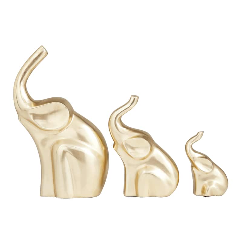 Aluminum Metal Elephant Decorative Sculpture - Set of 3 Gold - Roche River Decor