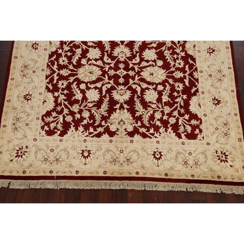 Vegetable Dye Floral Agra Oriental Area Rug Hand-knotted Wool Carpet - 7'1" x 7'1" Square
