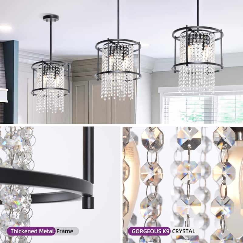 Round 4-Light Dining Room Crystal Light Chandelier Fixture for Kitchen Island Dining Room
