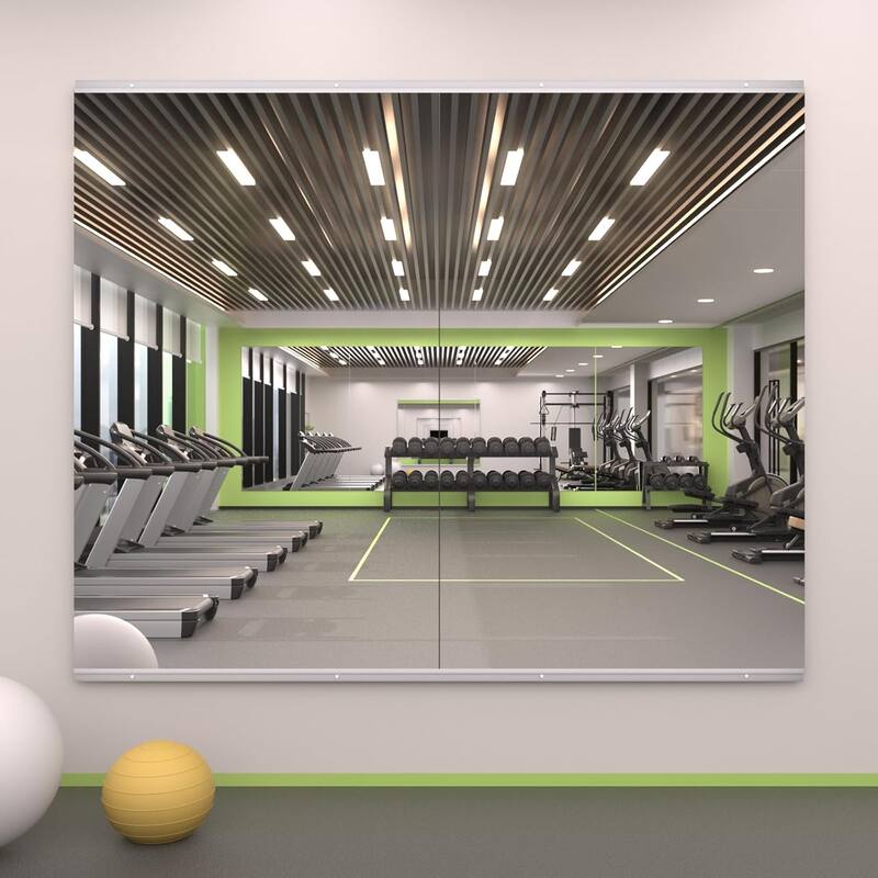 Full Length Tempered Glass Mirror - Rectangular Wall Mirror for Yoga, Gym & Dance Studio(Set of 2/3) - 48" x 30"-2PCS