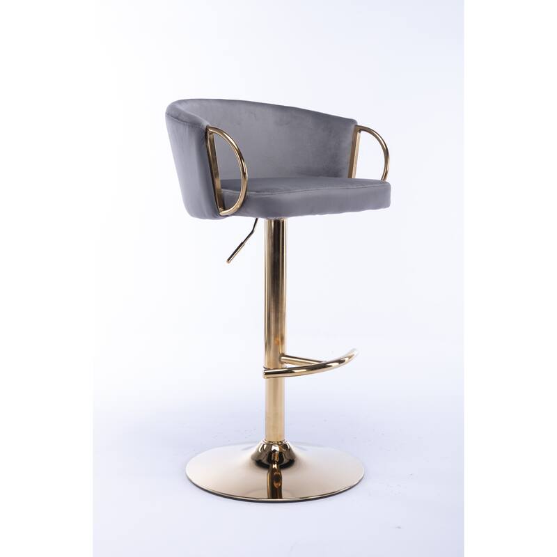 Velvet Swivel Bar Stools Set of 2, Counter Height Dining Chair with Padded Seat, Kitchen Island Stools with Footrest