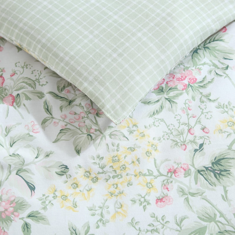Laura Ashley Bramble Floral Cotton Reversible Comforter Set