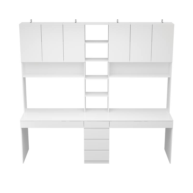 2-Seater Gaming and Work Desk with Shelving Functional Home Furniture