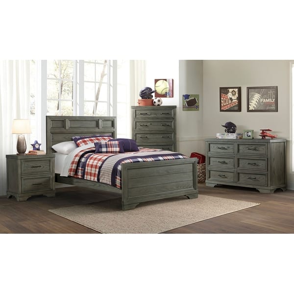 slide 2 of 3, Foundry Traditional Wood Complete Full Bed, Brushed Pewter