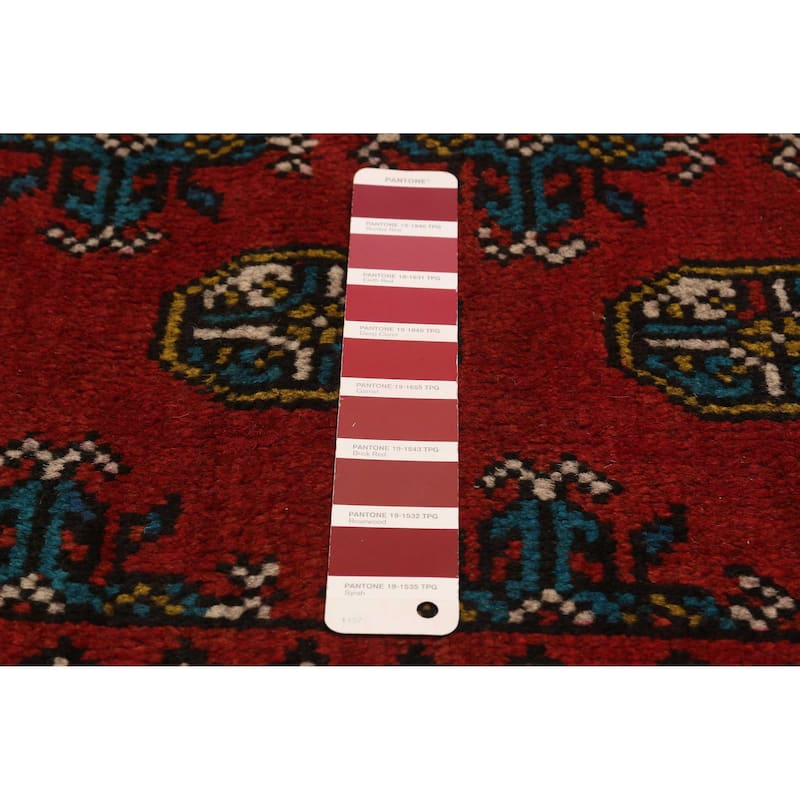 ECARPETGALLERY Hand-knotted Uzbek Kargahi Red Wool Rug - 6'8 x 9'6