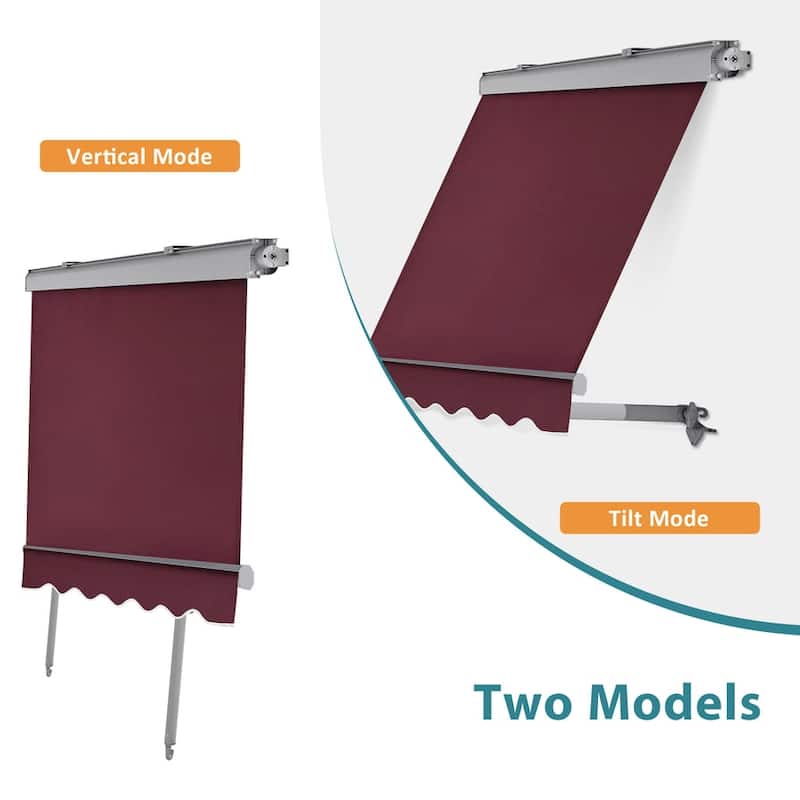 MCombo Patio Window Awnings 5'x8', Fully Assembled Manual Retractable Sunshade Canopy for Windows, 4137