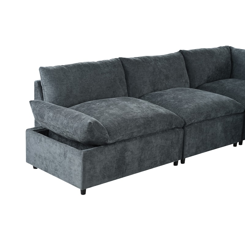 115.5" L Shaped Couches for Living Room, Sectional Couch with Hidden Storage Compartments, Polyester Modular Sofa for Apartment