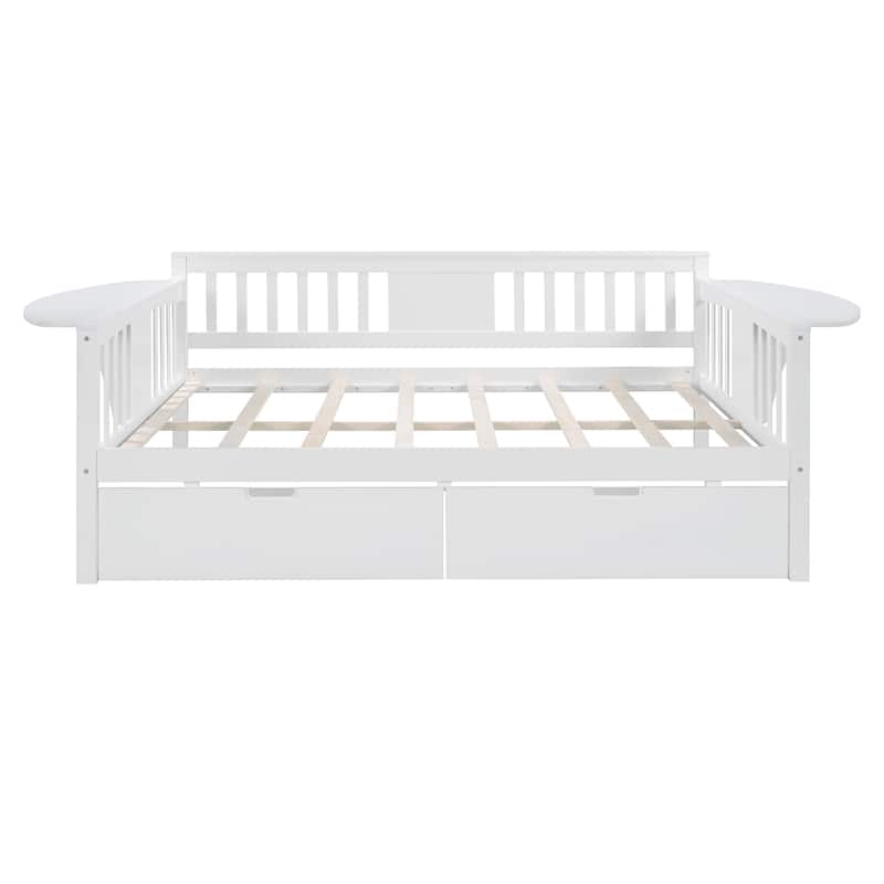 Daybed with 2 Drawers and Wood Slat Support