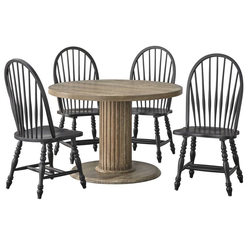 Lifestorey Kleary Dining Set - 5-Piece Reclaimed Natural/Matte Black