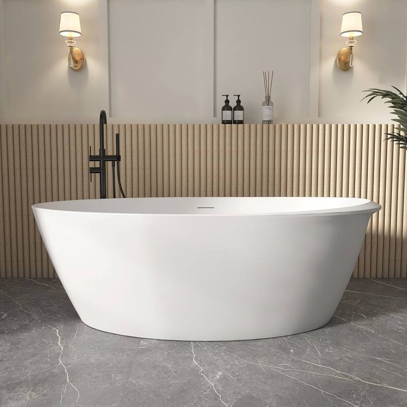 Alvana 67'' x 31'' White Acrylic Freestanding Soiaking Bathtub