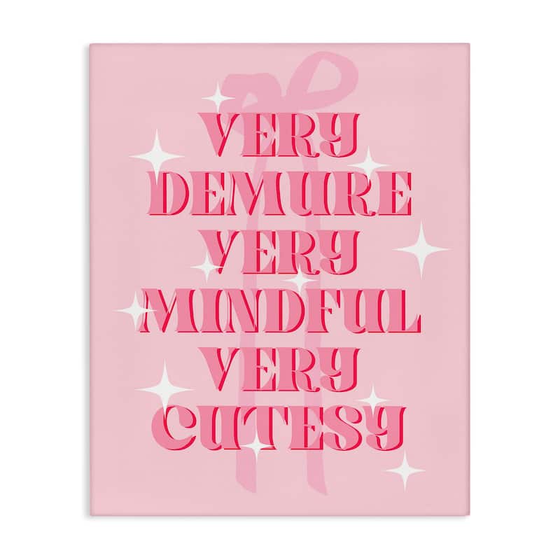 Stupell Pink Demure Mindful & Cutesy Canvas Wall Art Design By Lil' Rue - 30 x 40