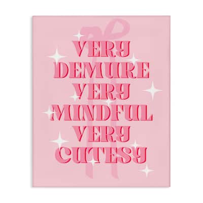 Stupell Pink Demure Mindful & Cutesy Canvas Wall Art Design By Lil' Rue
