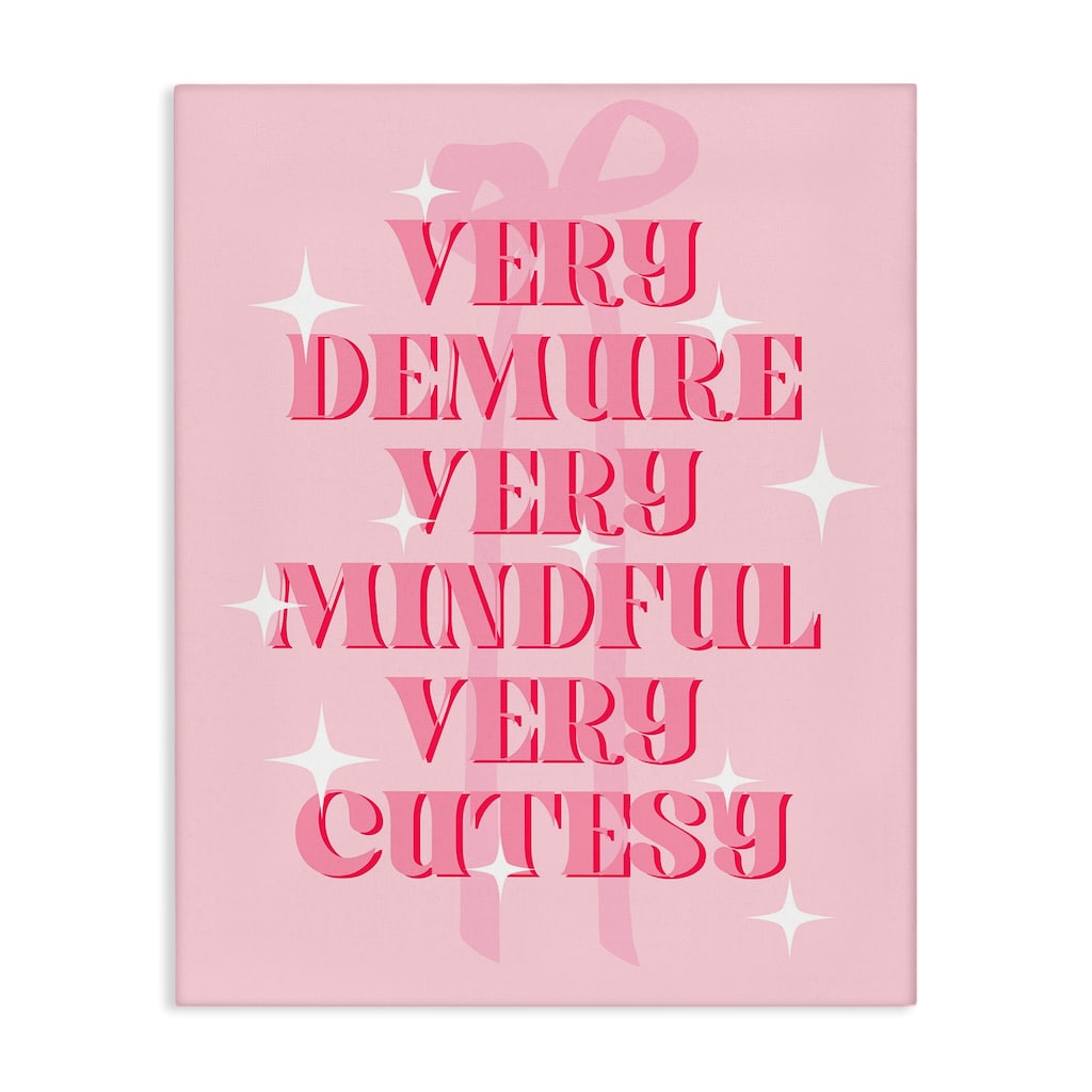 Stupell Pink Demure Mindful & Cutesy Canvas Wall Art Design By Lil' Rue