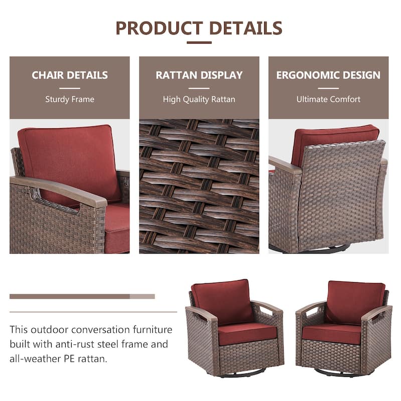 Gymojoy Patio Swivel Rocker Patio Chairs of 2 with Water-Resistant Olefin Cushions and Side Table
