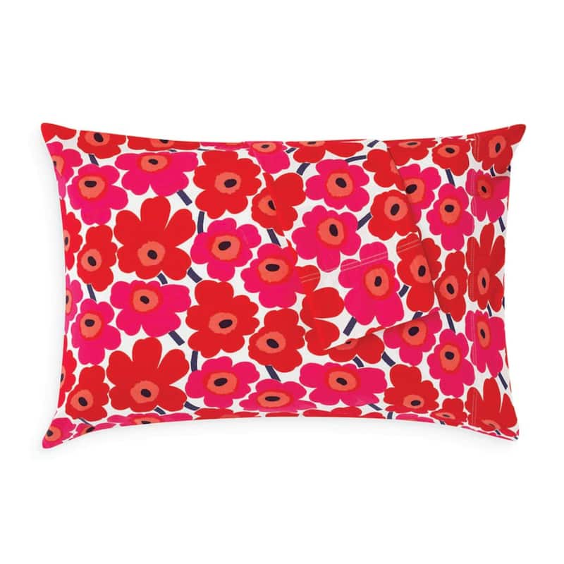 Marimekko Unikko Cotton Percale Bed Sheet Set - queen pillowcase - Queen