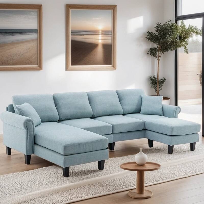 UShape Modular Sectional Sofa Reversible Sofa With Ottomans Bed Bath