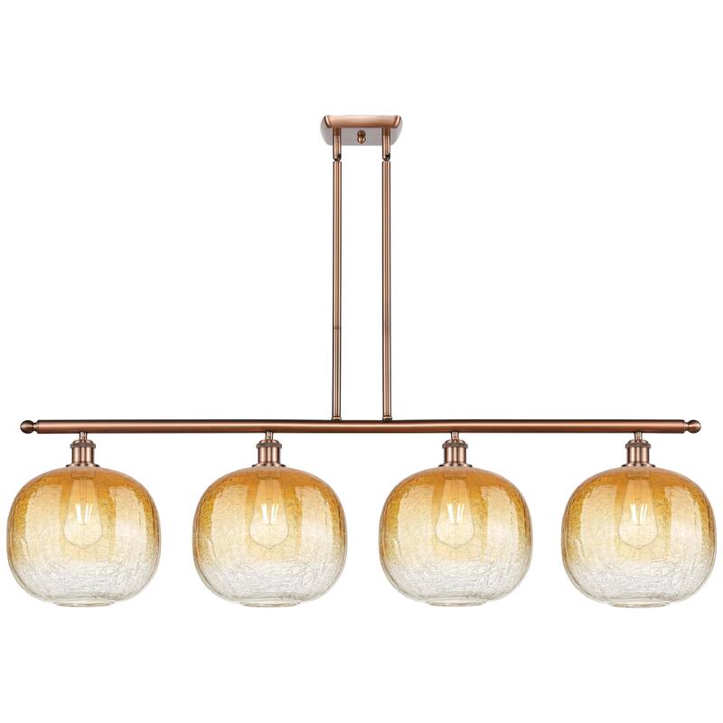 Innovations Lighting Endless Possibilities Ballston - Brookhaven Sphere - 4 Light 49" Stem Hung Island Light - Antique Copper/Amber