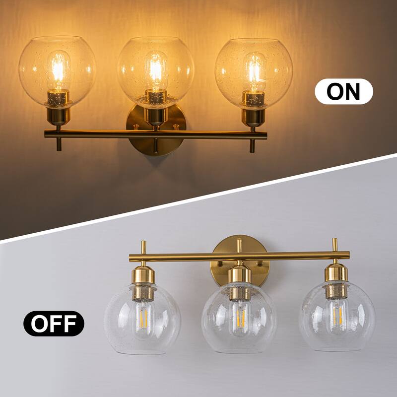 Starsky Modern 3-Light Dimmable Vanity Light with Seeded Glass Globes