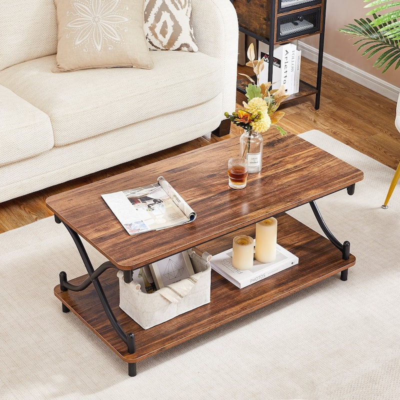 Modern 3-piece Coffee Table, Sofa Table & 1-drawer Nightstand Set of 2(Brown/Black/White)