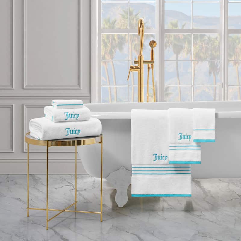 Juicy Couture Neon Border Bath Towels 6-Piece 2 Bath towels 2 Hand towels 2 Washcloths - 28"x54"/16"x26"/12"x12"