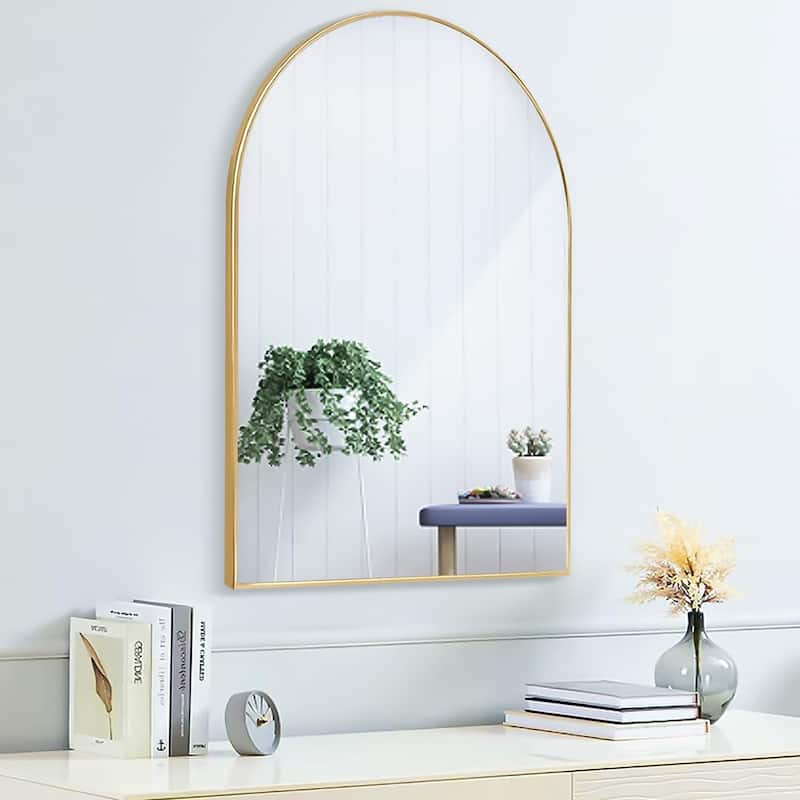 20x30 Arch Mirror Rectangle Wall Mounted Metal Frame Mirrors for Entryway Bedroom Bathroom Living Room 20 30 24x36 - Gold - Gold