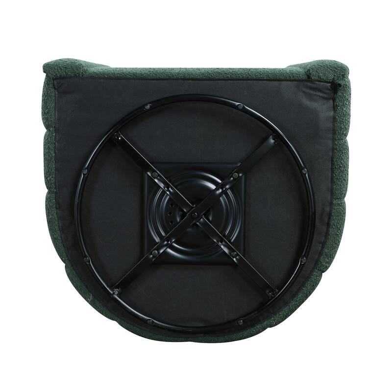 Arden 31" Boucle Swivel Chair with Ottoman - Solid Wood Legs