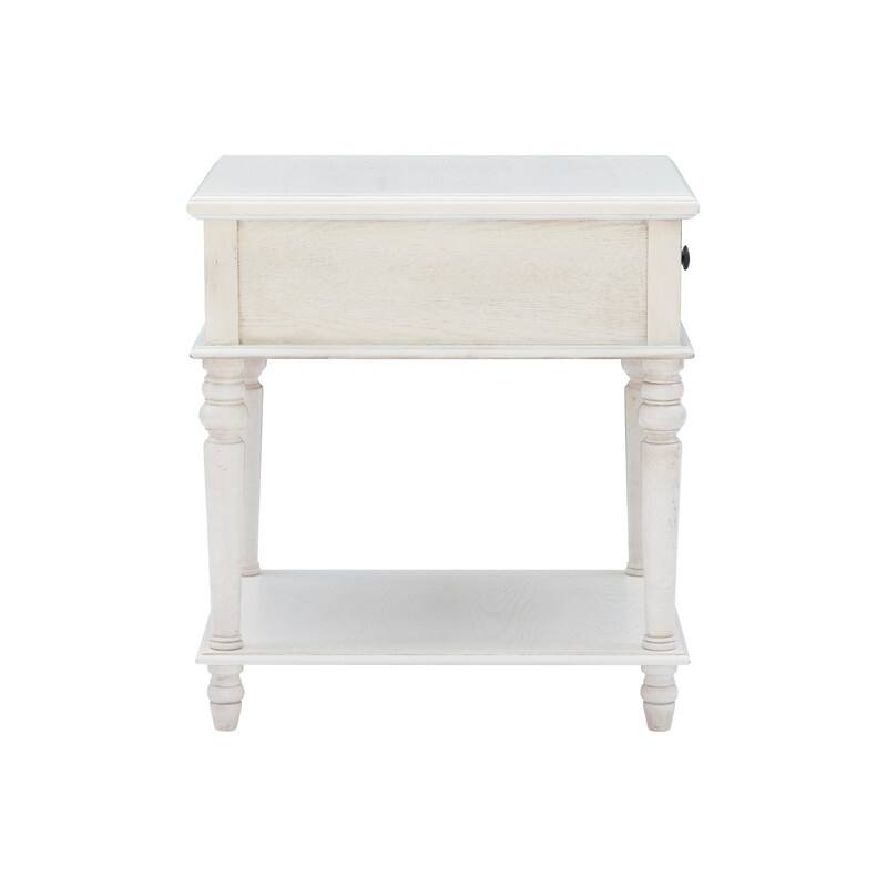 Linon Jowin Classic Wood Side Table with Storage