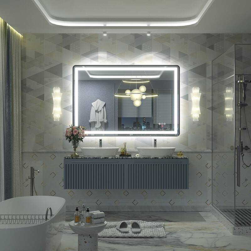 UL Certified Black Metal Framed LED Front Light and Backlit Anti-Fog Wall Bathroom/ Vanity Mirror