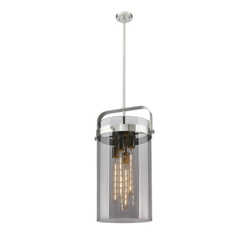 Innovations Lighting Pilaster - 4 Light 12" Stem Hung Pendant - Satin Nickel/Plated Smoke
