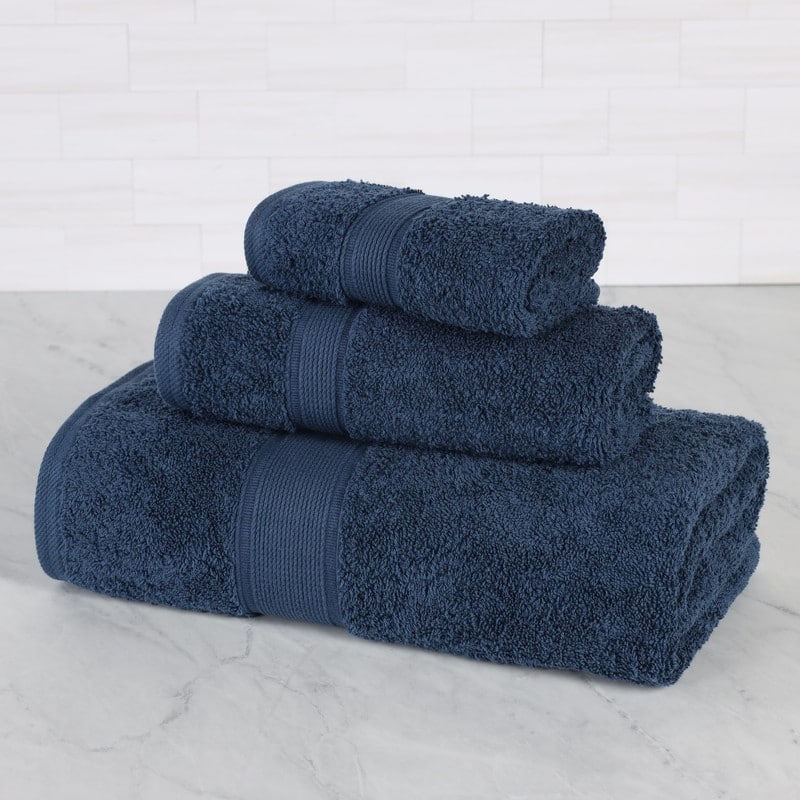Superior Oregon Organic Cotton Solid 3-Piece Towel Set - Navy Blue