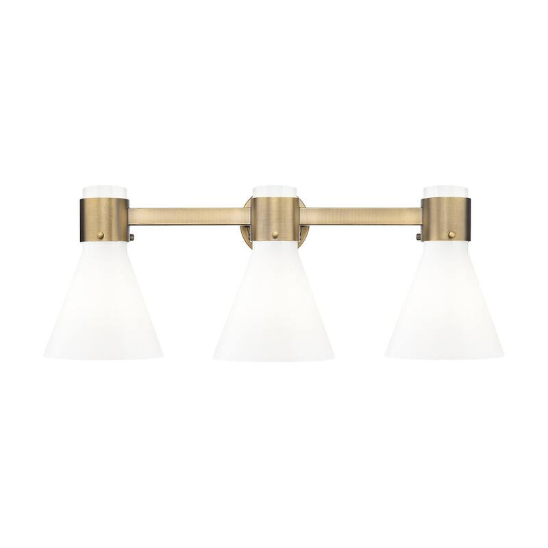 Innovations Lighting 464-3W-10-24 Lawton Cone Vanity Lawton Cone 3 - Brushed Brass / Gloss White