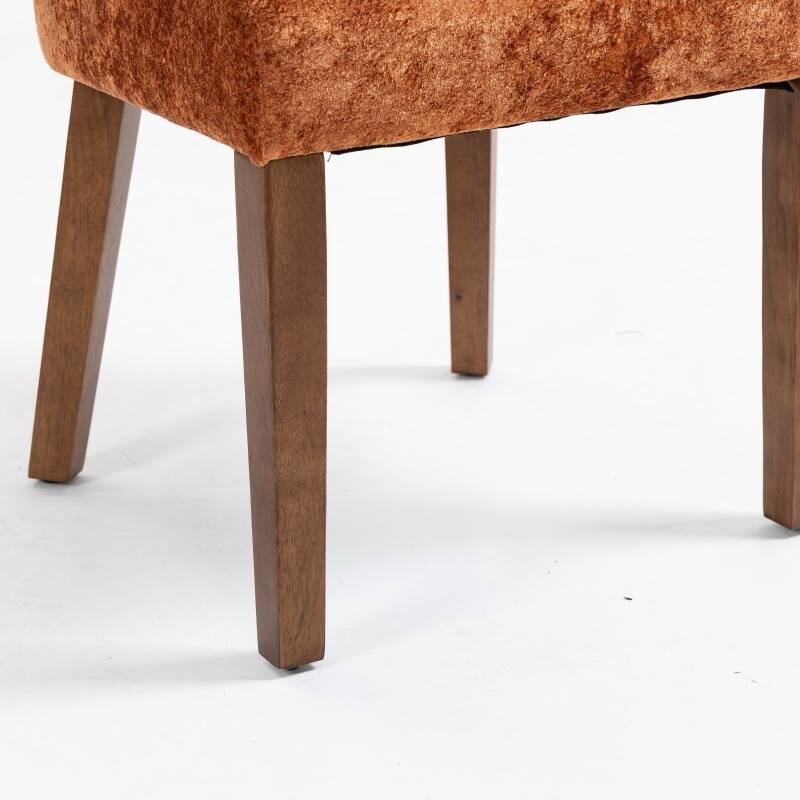 Linen Upholstered Dining Chairs Set of 2, Ergonomic Armless Side Chairs, Kitchen Chairs with Curved Back & Hardwood Frame