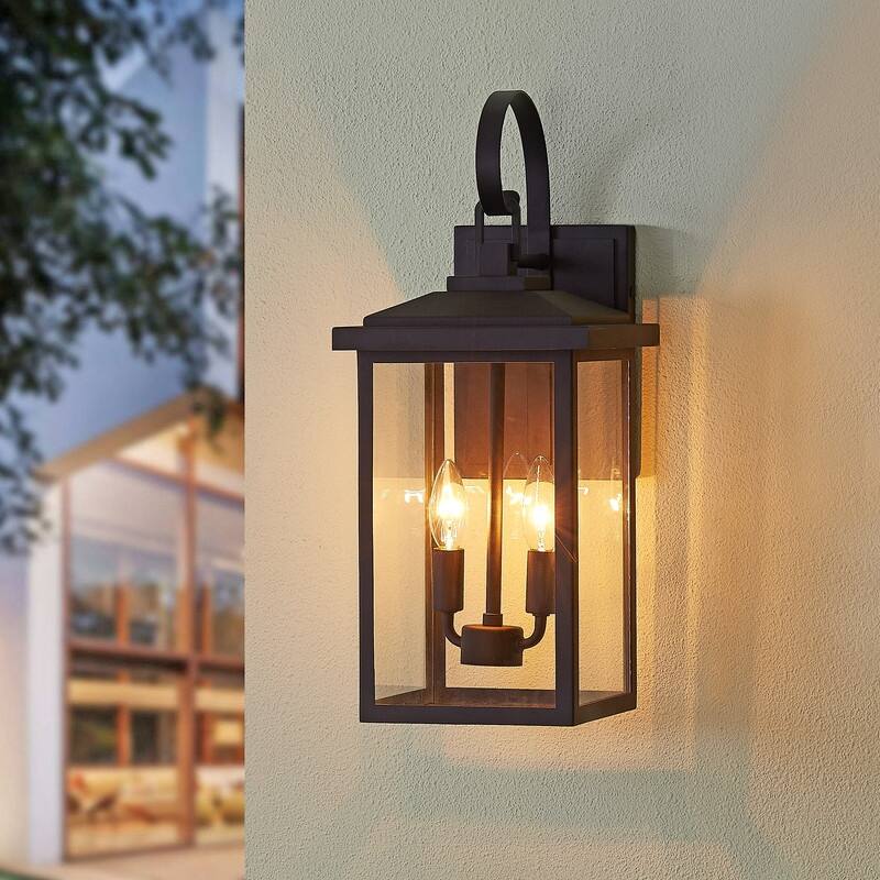 KAWOTI Black Outdoor Wall Sconces and Pendant Light - H19.75"