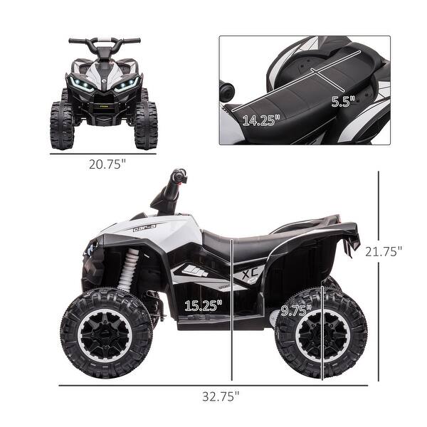 dimension image slide 1 of 4, 12V Kids Electric ATV Quad Ride-On with Music, Headlights, AUX & USB, Forward/Reverse, Steel Frame, for Ages 3-5