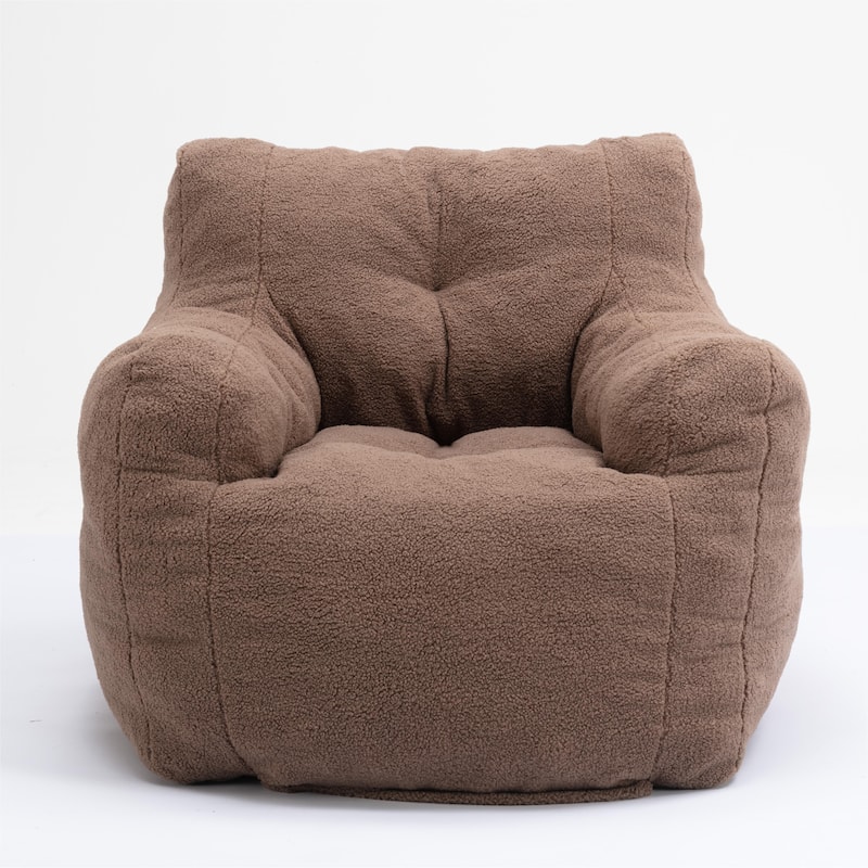 Anmytek Plush Comfy Tufted Teddy Fabric Foam Bean Bag Chair for Living Room Bedroom