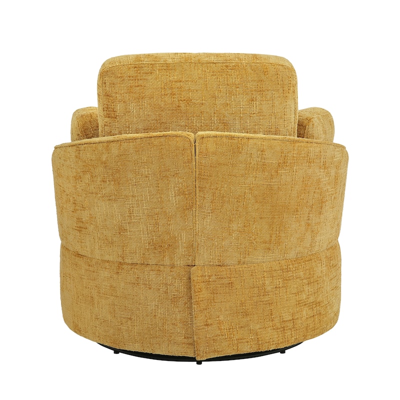 Modern Upholstered Swivel Accent Chair Round Chair with Pillows Single Sofa Chair Chenille Armchair for Living Room