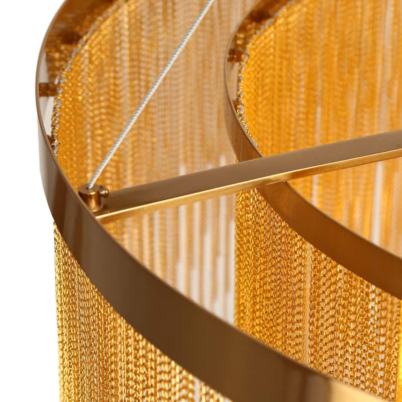 Mid-Century Modern 10-Light Tierd Gold Fringe Chandeliers for Dining Room - Dia. 31.5" x H 27.5"