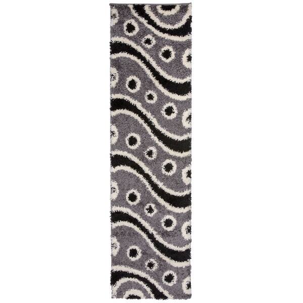 Cozy Shag Modern Waves And Circles Area Rug Overstock 22282710