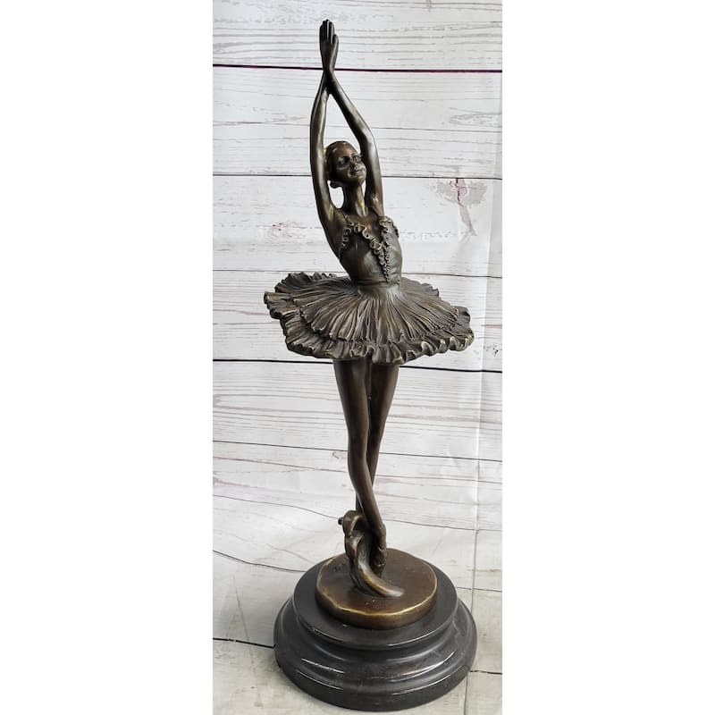 Large Miguel Lopez Prima Ballerina Wearing Tutu Genuine Bronze Sculpture Statue