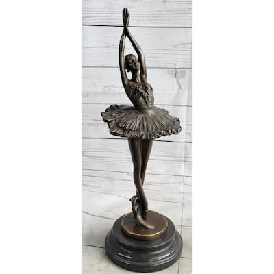 Large Miguel Lopez Prima Ballerina Wearing Tutu Genuine Bronze Sculpture Statue