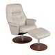 preview thumbnail 1 of 1, Contemporary Off White Taupe Swivel Recliner and Ottoman Set