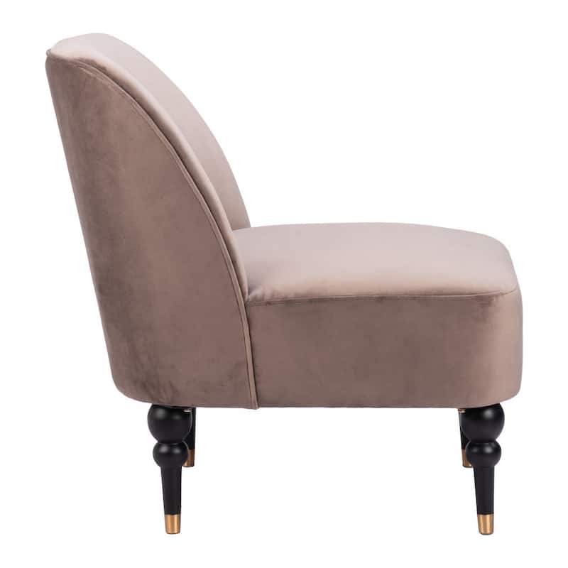 HomeRoots 22" Taupe Black and Gold Velvet Side Chair - 22' X '29.5' X '29.5
