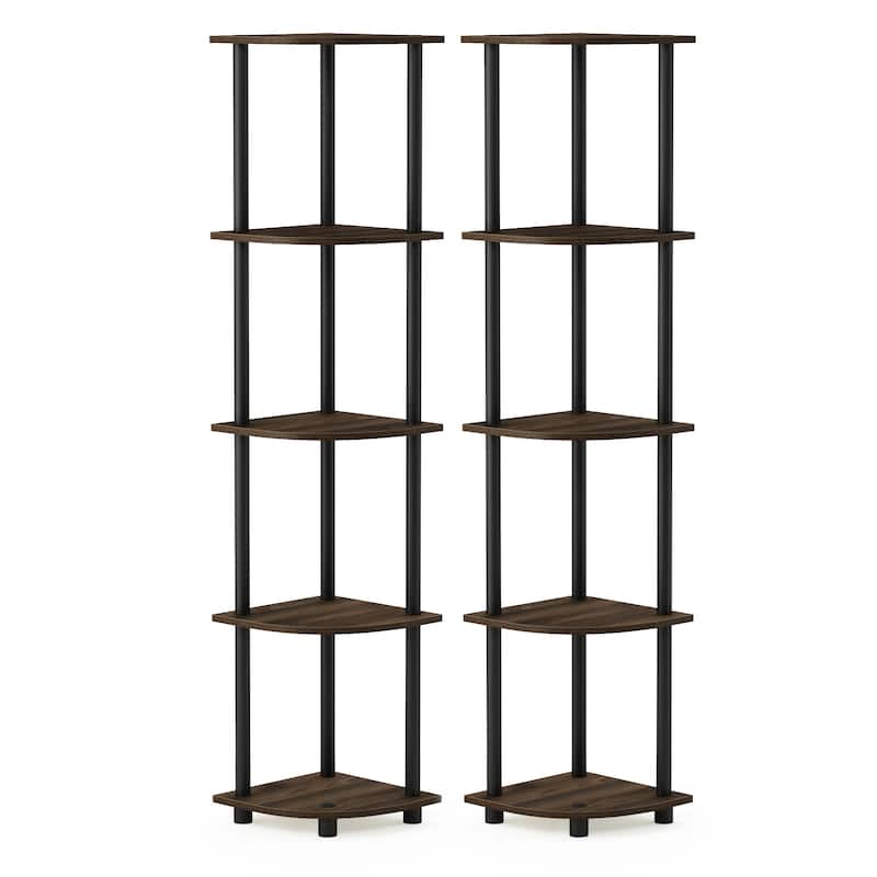 Furinno Turn-N-Tube 5 Tier Corner Display Rack Multipurpose Shelving Unit, Set of 2