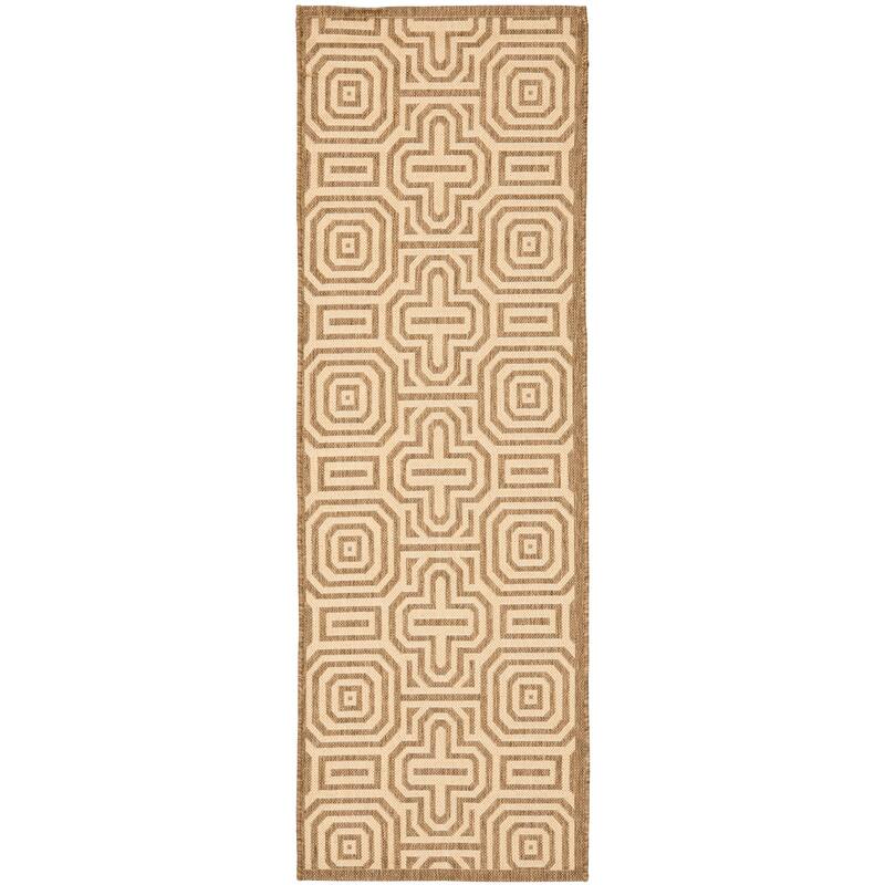 SAFAVIEH Courtyard Billye Indoor/ Outdoor Waterproof Patio Backyard Rug - 2'3" x 6'7" Runner - Brown/Natural
