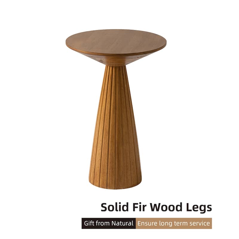 COZAYH Farmhouse Pedestal End Table, Round Martini Table Wood Plant Stand Rustic Small Drink Table for Living Room, Bedroom